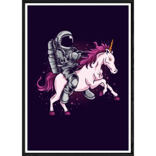 Tableau astronaute avec cadre noir POP – Taille 32x42