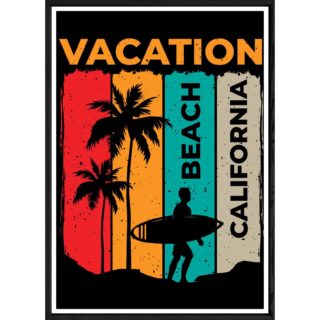 Tableau California avec cadre noir POP – Taille 23x32