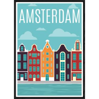 Tableau Amsterdam avec cadre noir POP – Taille 23x32