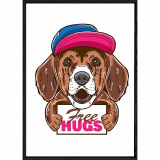 Tableau Animal avec cadre noir POP – Taille 23x32