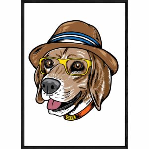 Tableau Animal avec cadre noir POP – Taille 32x42