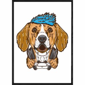 Tableau Animal avec cadre noir POP – Taille 32x42