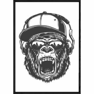 Tableau Animal avec cadre noir POP – Taille 23x32