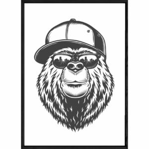 Tableau Animal avec cadre noir POP – Taille 32x42