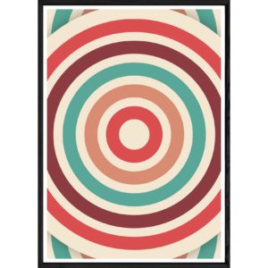 Tableau Retro circle avec cadre noir POP – Taille 32x42