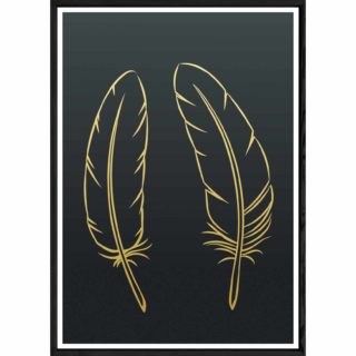 Tableau plume label photo avec cadre noir POP – Taille 23x32