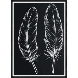 Tableau Feuille avec cadre noir POP – Taille 23x32