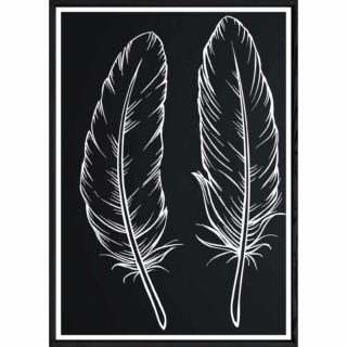 Tableau Feuille avec cadre noir POP – Taille 23x32