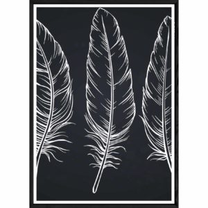 Tableau Feuille avec cadre noir POP – Taille 32x42