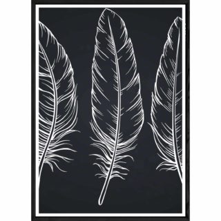 Tableau Feuille avec cadre noir POP – Taille 23x32