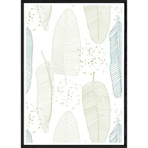 Tableau Feuille avec cadre noir POP – Taille 23x32
