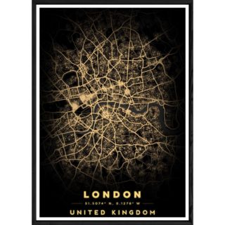 Tableau LONDON avec cadre noir BLACK – Taille 23x32