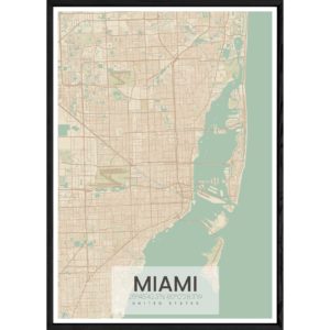 Tableau MIAMI avec cadre noir ALL NATUREL – Taille 23x32