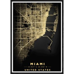 Tableau MIAMI avec cadre noir BLACK – Taille 32x42