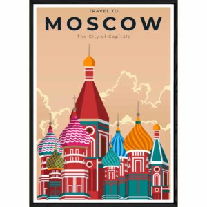 Tableau Moscou avec cadre noir POP – Taille 32x42