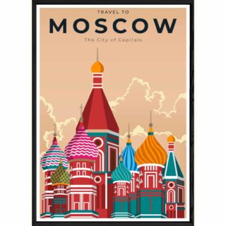 Tableau Moscou avec cadre noir POP – Taille 23x32