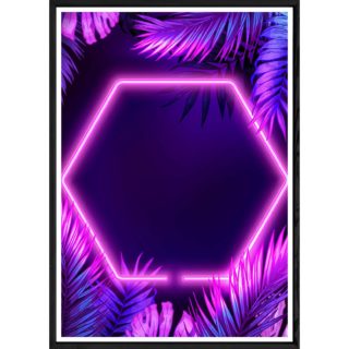 Tableau Néon avec cadre noir POP – Taille 23x32