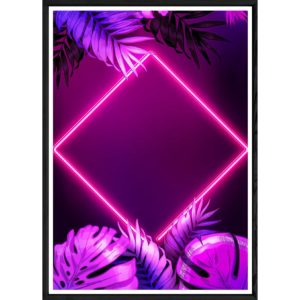 Tableau Néon avec cadre noir POP – Taille 23x32