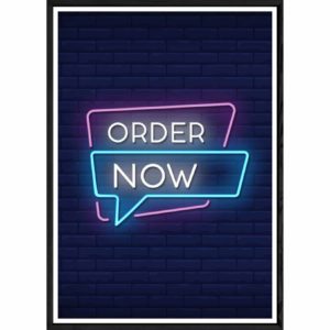 Tableau Néon avec cadre noir POP – Taille 23x32