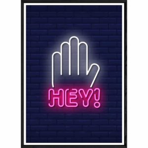 Tableau Néon avec cadre noir POP – Taille 23x32