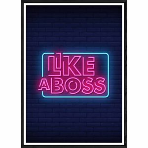 Tableau Néon avec cadre noir POP – Taille 32x42