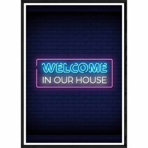 Tableau Néon avec cadre noir POP – Taille 23x32