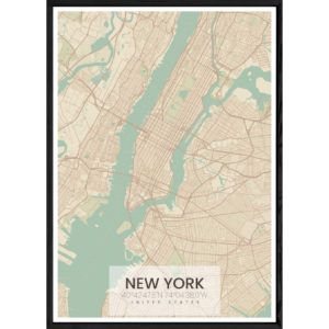 Tableau NEW YORK avec cadre noir ALL NATUREL – Taille 23x32