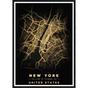 Tableau NEW YORK avec cadre noir BLACK – Taille 23x32