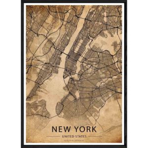 Tableau NEW YORK avec cadre noir OLD – Taille 32x42