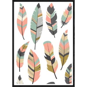 Tableau plume avec cadre noir POP – Taille 23x32