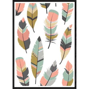 Tableau plume avec cadre noir POP – Taille 32x42