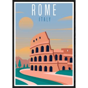 Tableau Rome avec cadre noir POP – Taille 32x42