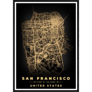 Tableau SAN FRANSISCO avec cadre noir BLACK – Taille 23x32