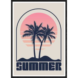 Tableau Summer avec cadre noir POP – Taille 23x32