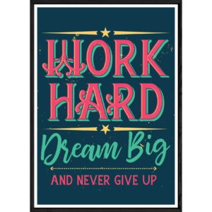 Tableau Work avec cadre noir POP – Taille 23x32