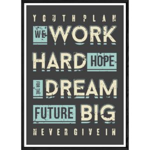 Tableau Work avec cadre noir POP – Taille 32x42