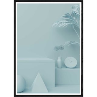 Tableau abstrait bleu avec cadre noir POP – Taille 32x42