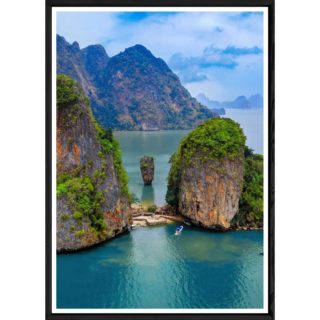 Tableau paysage island avec cadre noir – Taille 23x32