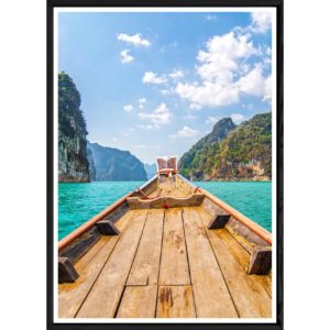 Tableau paysage lac avec cadre noir – Taille 32x42