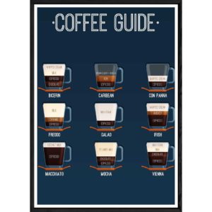 Tableau Café avec cadre noir POP – Taille 23x32