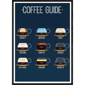Tableau Café avec cadre noir POP – Taille 23x32