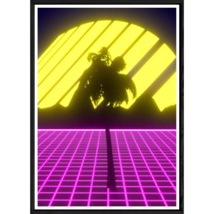 Tableau vintage rose avec cadre noir – Taille 32x42