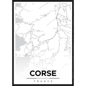 Tableau CORSE avec cadre noir ALL MONOCHROME – Taille 23x32