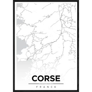 Tableau CORSE avec cadre noir ALL MONOCHROME – Taille 23x32