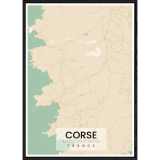 Tableau CORSE avec cadre noir ALL NATUREL – Taille 23x32