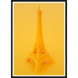 Tableau Eiffel jaune avec cadre noir – Taille 32x42