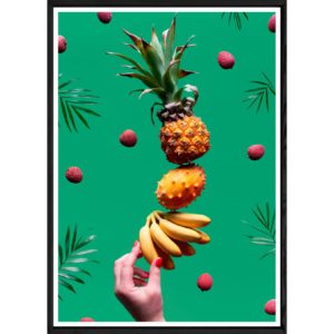 Tableau ananas avec cadre noir POP – Taille 23x32