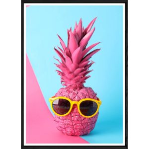 Tableau ananas avec cadre noir POP – Taille 32x42