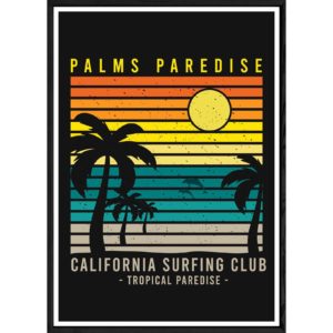 Tableau California avec cadre noir POP – Taille 32x42