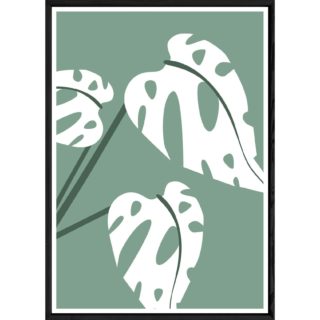 Tableau plante verte avec cadre noir POP – Taille 23x32